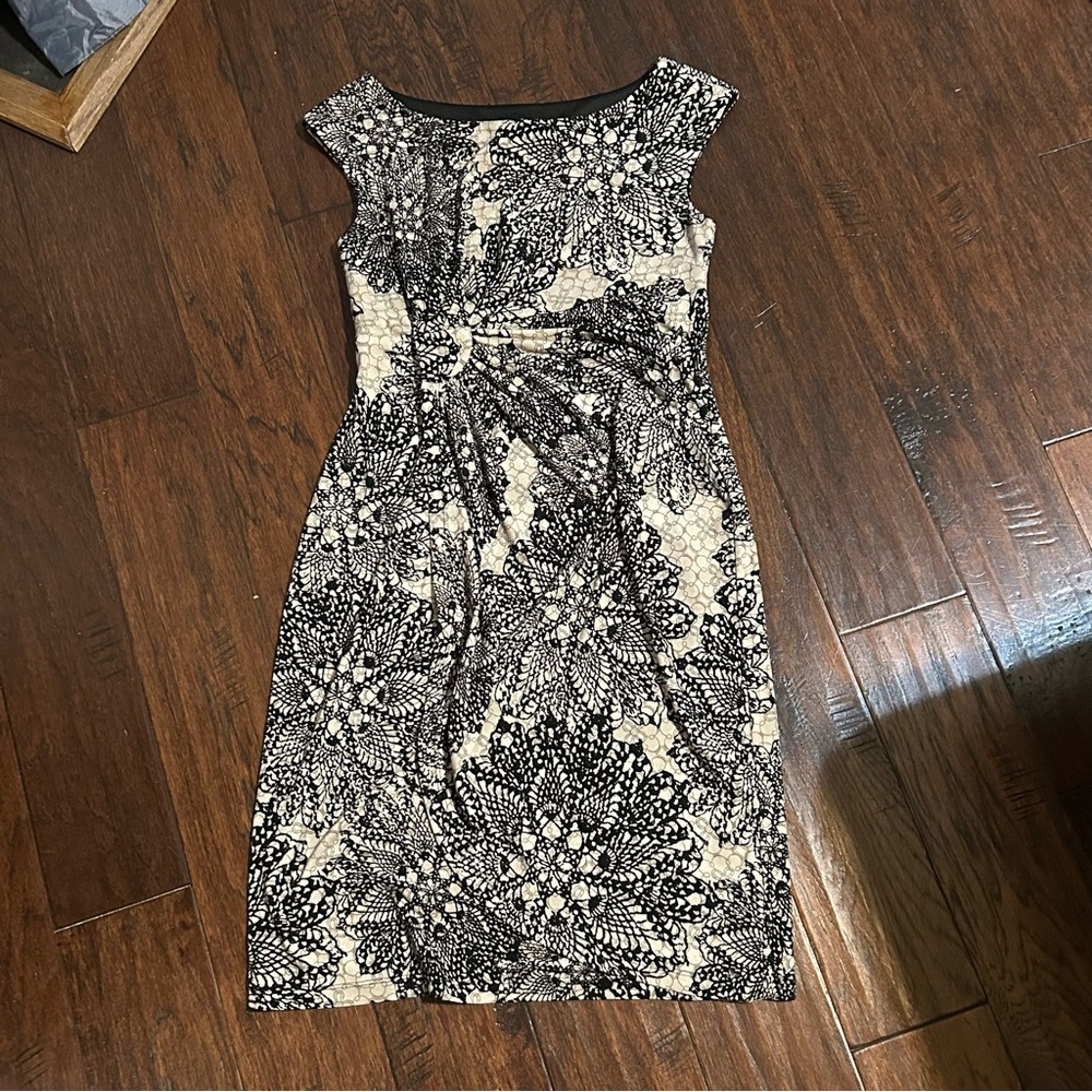Connected apparel Black and Cream Lace Dress perfect for wedding shower, dates